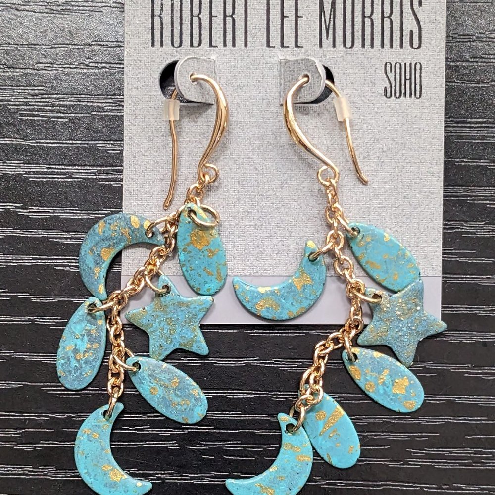 Celestial Patina Linear Earrings - Robert Lee Morris - NWT